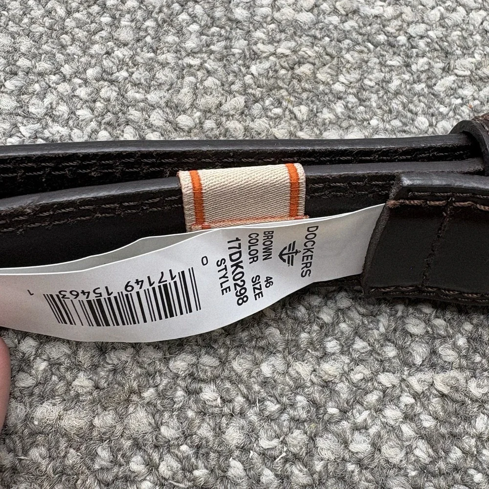 Mens Big and Tall Dockers Leather Belt Size 46 Brown NEW